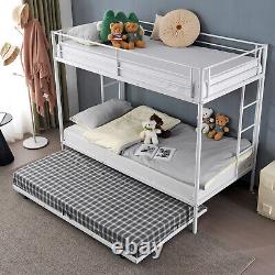 Heavy Duty Twin Over Twin Metal Bunk Beds Frame with Ladder and Twin Trundle Bed