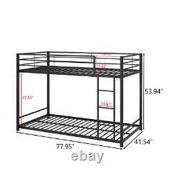 Heavy Duty Twin Over Twin Size Metal Bunk Bed withSafety Guard Rails For Bedroom