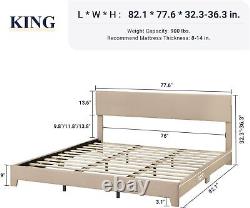 Heavy Duty Twin Queen Full King Size Platform Bed Frame with Headboard