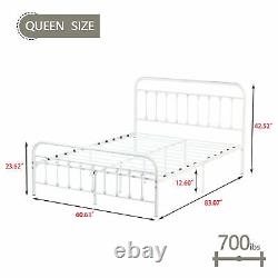 Heavy Duty Twin/Queen Size Metal Bed Frame withHeadboard Locker5