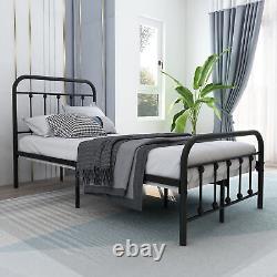 Heavy Duty Twin XL Metal Bed Frame Headboard Storage, Steel Bed Slats