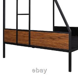 Heavy Duty Twin over Full Metal Bunk Bed Frame with Safety Built-in Ladder US