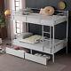 Heavy Duty Twin over Twin Bunk Beds Metal Frame with Drawer No Box Spring Needed