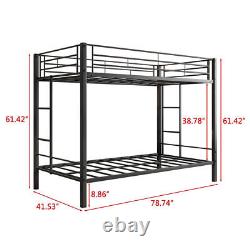 Metal Bunk Bed Twin Over Twin, Heavy Duty Twin Bunk Beds with shelf and Slatted