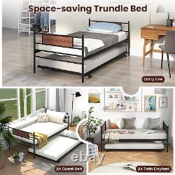 Metal Daybed with Trundle Mattress Foundation Heavy-Duty Sofa Bed Twin Size