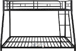 Metal Floor Bunk Bed, Twin over Full Low Bunk Bed, Heavy Duty Frame with Sloping