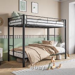 Metal Heavy Duty Bunk Bed Twin Over Twin, with shelf and Slatted Kids Adult Dorm
