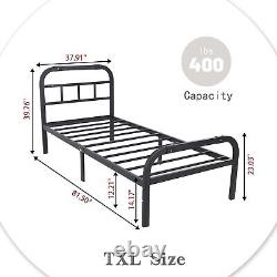 Metal Platform Heavy Duty Twin XL Size Bed Frame with Headboard and Footboard