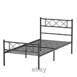Metal Twin Bed Platform Frame Heavy Duty Steel Slat Under Bed Storage, Black