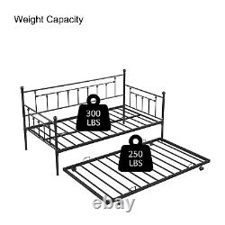 Metal Twin Daybed with Trundle, Heavy-Duty, Noise-Reduced, Fits Flexible Space