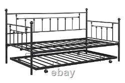 Metal Twin Daybed with Trundle, Heavy-Duty, Noise-Reduced, Fits Flexible Space