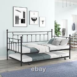 Metal Twin Daybed with Trundle, Heavy-Duty, Noise-Reduced, Flexible Space Use