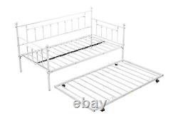 Metal Twin Daybed with Trundle, Heavy-duty, Noise Reduced, Flexible Space