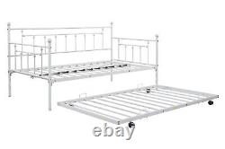 Metal Twin Daybed with Trundle, Heavy-duty, Noise Reduced, Flexible Space