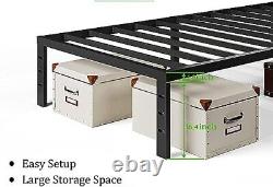 Metal Twin Size Bed Frame 18inch High 3000 Lbs Heavy Duty Steel Slat Mattress Su