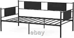 Metal Twin Size Daybed Frame, Heavy Duty Steel Slats Support, Sofa Bed Platform