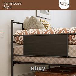 Metal Twin Size Daybed Frame, Heavy Duty Steel Slats Support, Sofa Bed Platform