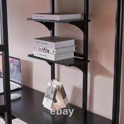 Metal Twin Size Loft Bed Frame with Desk Shelf Ladder Guardrail Heavy-duty