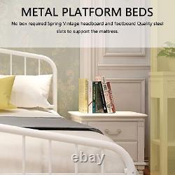 Modern Metal Platform Twin XL size Bed Heavy Duty Steel Slats Support