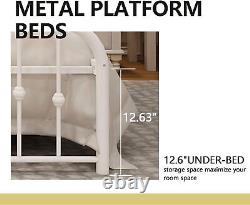 Modern Metal Platform Twin XL size Bed Heavy Duty Steel Slats Support