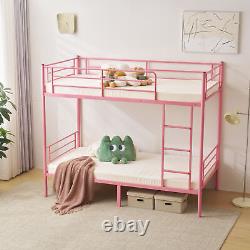 Pink Metal Twin Over Twin Bunk Beds Ladder Kids Bedroom Furniture Heavy Duty