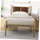 Size Bed Frame with Rustic Wood Headboard, Metal Heavy Duty Platform Twin Gold