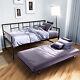 TAUS Twin Daybed Heavy Duty Metal Bed Frame Sturdy Trundle Roll Out Sofa Bed