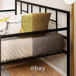 TAUS Twin Daybed Heavy Duty Metal Bed Frame Trundle Roll Out Sofa Bed Black