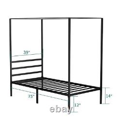 TAUS Twin Size Metal Bed Frame Heavy Duty Mattress Foundation Posters Canopy