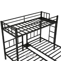 Triple Bunk Beds Heavy Duty Metal Frame Can Divided Into 3 Twin Bed withGuardrails
