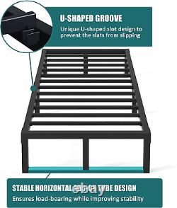 Twin Bed Frame, 14 Inch High 3500 Lbs Heavy Duty Metal Platform, Mattress Founda