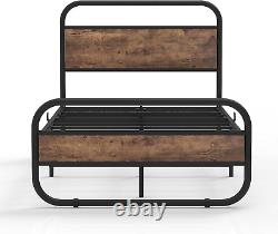 Twin Bed Frame with Wood Headboard and Footboard, 12 Inch Heavy Duty Platform Be