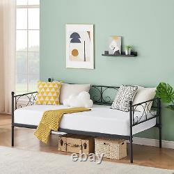Twin Daybed with Headboard Trundle Sofa Bed Heavy Duty Metal Slats Platform