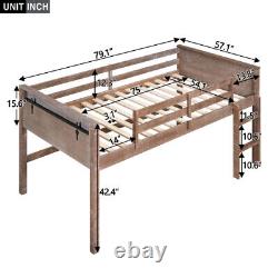 Twin/Full Size Loft Bed with Hanging Clothes Rack Heavy Duty Bed Frames Kids Bed