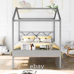 Twin/Full Size Wood House Bed Heavy Duty Mattress Foundation Platform Bed Frames