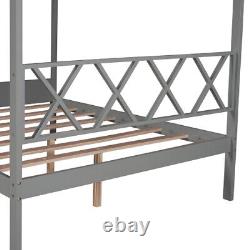 Twin/Full Size Wood House Bed Heavy Duty Mattress Foundation Platform Bed Frames