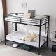 Twin Over Bunk Bed with Trundle, Heavy-Duty Metal Bunk Bed Frame Black