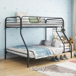 Twin Over Full Bunk Bed Heavy Duty Metal Bed Frame with Enhanced Guardrail