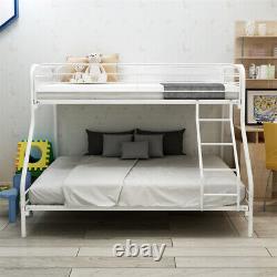 Twin-Over-Full Metal Bunk Bed Heavy Duty Bunk Bed with Enhanced Guardrail White