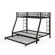 Twin Over Full Size Metal Bunk Bed With Trundle Heavy-Duty Triple Bunk Guest Room