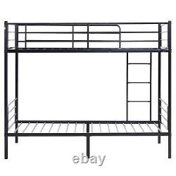 Twin Over Twin Bunk Bed Heavy Duty Metal Frame With Ladder Kids Bedroom Dorm