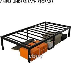 Twin Size Bed Frame 18 inches Tall, 3500lbs Heavy Duty Metal Twin, Black