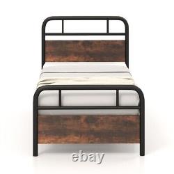 Twin Size Bed Frame Industrial Headboard & Footboard Heavy Duty Bedroom Platform