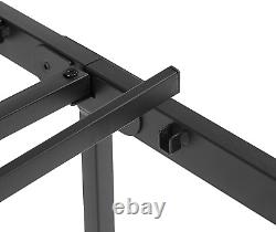 Twin Size Bed Frame Metal Platform with Wooden Headboard Footboard Heavy Duty Ma