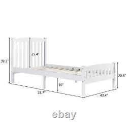 Twin Size Bed Frame Wooden Bedroom Furniture with Headboard Footboard Heavy Duty