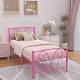 Twin Size Bed Frame with Headboard Footboard Heavy Duty Girls No Box Spring Need