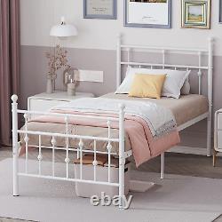 Twin Size Bed Frame with Headboard Strong Slats Support Heavy Duty Twin Bed Larg