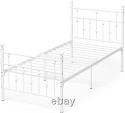 Twin Size Bed Frame with Headboard Strong Slats Support Heavy Duty Twin Bed Larg