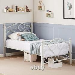 Twin Size Bed Frame with Headboard and Footboard, Heavy Duty Metal Slat Suppo