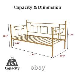 Twin Size Daybed with Heavy Duty Metal Slats Platform Black/Brown/White/Gold
